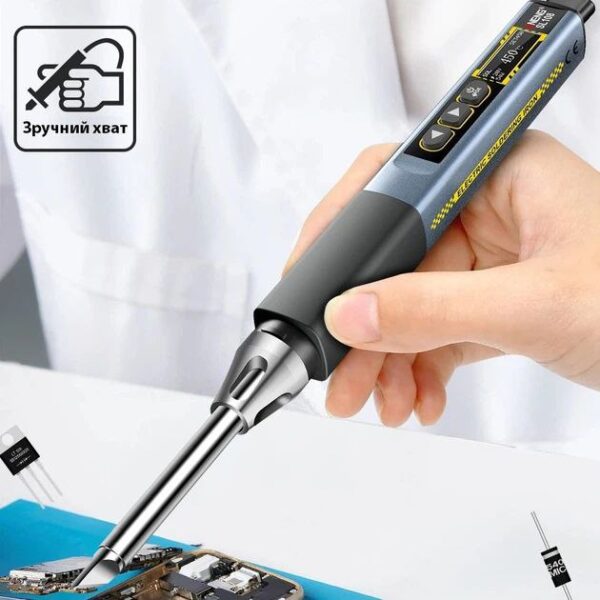 07 Портативний смарт-паяльник ANENG SL108 96W з OLED-дисплеєм, PD/QC, 100–450°C, Silver