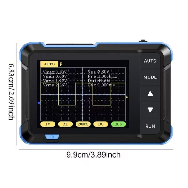 Цифровий осцилограф FNIRSI DSO152, 200 кГц, 2.8" IPS, акумулятор 1000 мА·год, максимальна комплектація